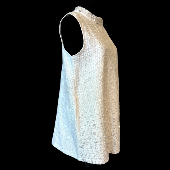 Tweed Pearl Embellished Shift Dress Small - Picture 8 of 13